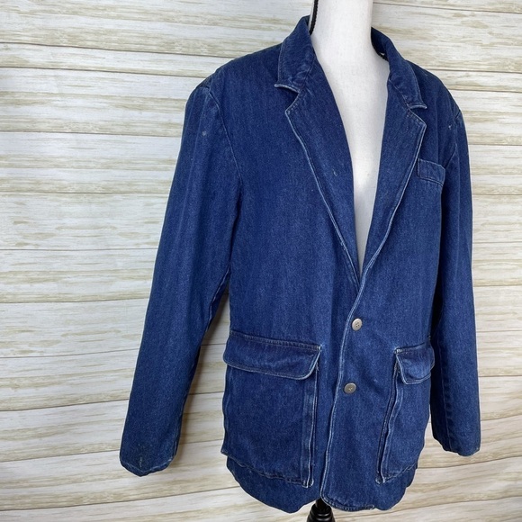 Vintage Le Tigre Distressed Denim Jean Utility Preppy Blazer - Picture 2 of 8